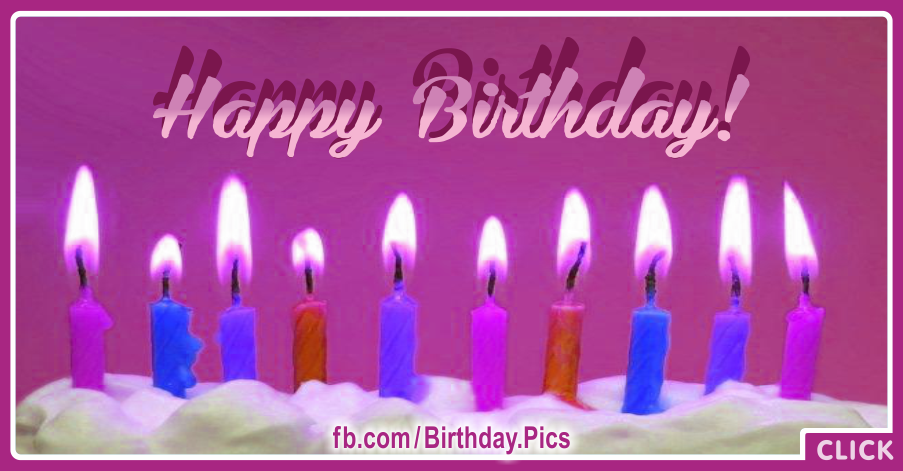 Purple Cake Candles Happy Birthday Card for celebrating