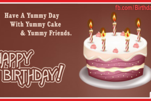 Purple Cake Happy Birthday Card With Diamond Background