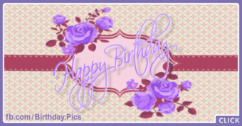 Purple Flowers Old Style Birthday Card