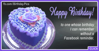 Purple Heart Cake Happy Birthday Card