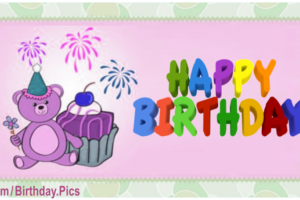 Purple Teddy Bear Happy Birthday Card
