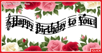 Red Pink Roses Musical Happy Birthday Card