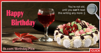 Red Wine Glass Cake Happy Birthday Card