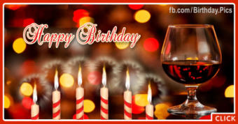 Red Wine Glass Happy Birthday Card