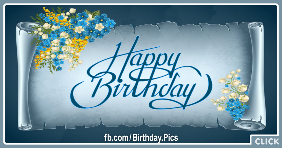 Antique Blue Roll Paper Happy Birthday Card for celebrating