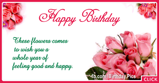 Romantic Pink Roses Happy Birthday Card for celebrating
