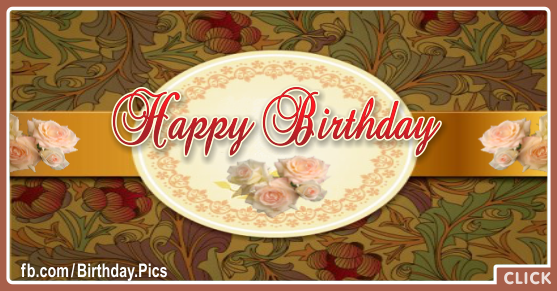 Golden Rose Vintage Happy Birthday Card for celebrating