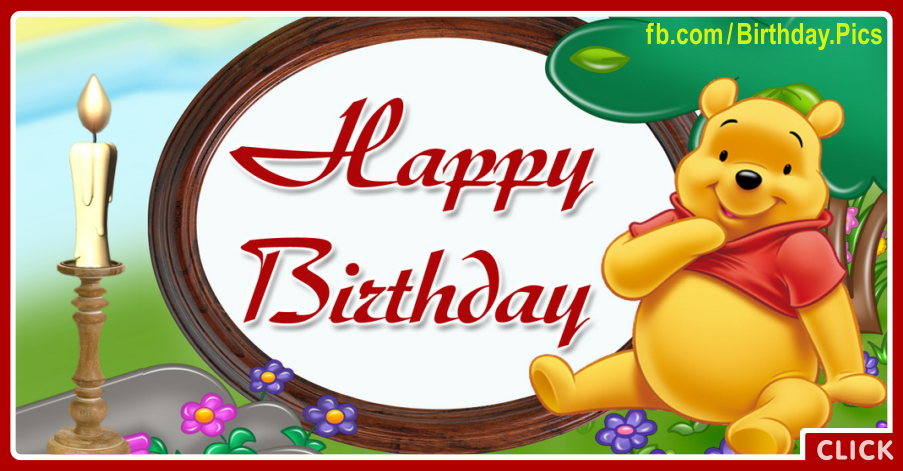 Single Candle Winnie the Pooh Birthday Card for celebrating