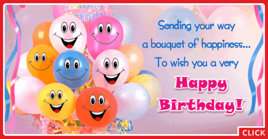 Smiling Cute Balloons Happy Birthday Card for celebrating