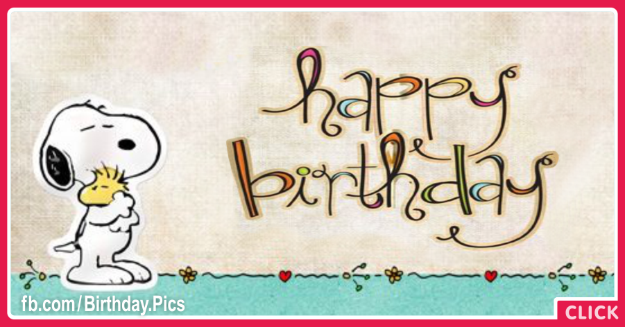Snoopy Wall Text Happy Birthday Card for celebrating