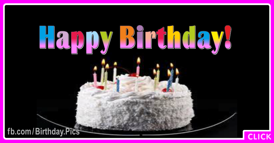 Soft White Cake Black Happy Birthday Card for celebrating