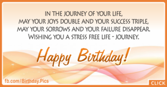 Stress Free Life Journey Happy Birthday Card