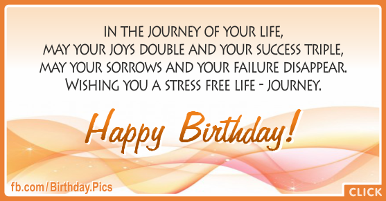 Stress Free Life Journey Happy Birthday Card for celebrating