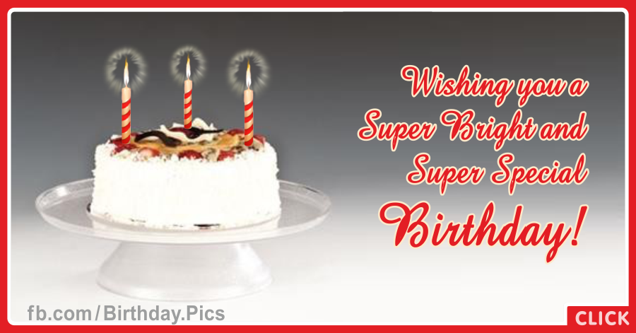 Three Candles White Cake Birthday Card for celebrating