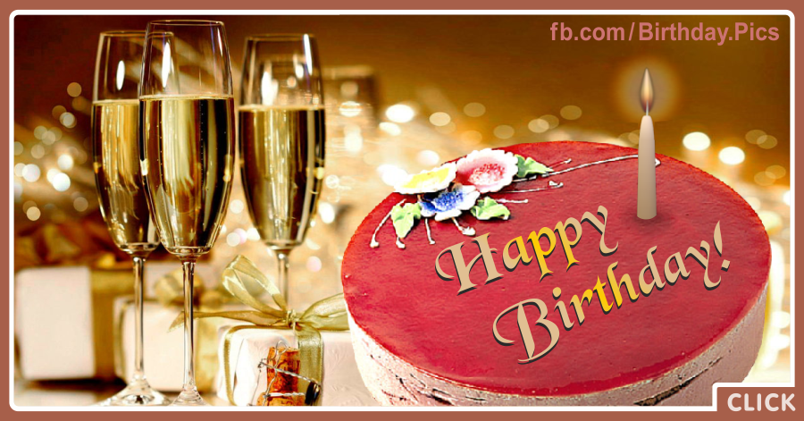 Three Champagne Glasses Happy Birthday Card for celebrating