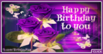Three Purple Roses Happy Birthday Card