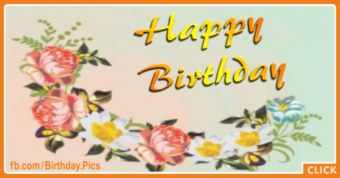 Vintage Flowers Gold Happy Birthday Card