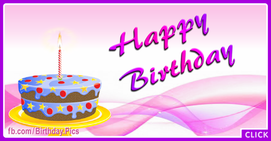 Violet Tulle Blue Cake Happy Birthday Card for celebrating
