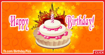 Vivid Orange White Cake Happy Birthday Card