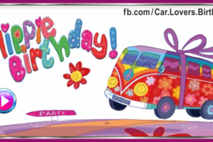 Volksvag Minibus Hippie Birthday Card