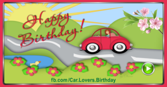 Volksvag Woman Car Happy Birthday Card