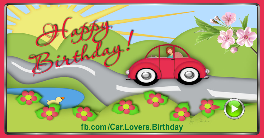 Volksvag Woman Car Happy Birthday Card for celebrating