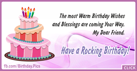 Warm Wishes Blessings Happy Birthday Card for celebrating