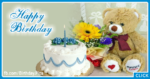 White Cake Teddy Happy Birthday Card