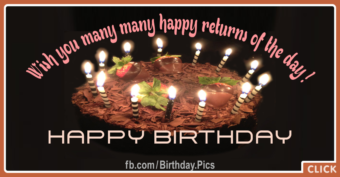 Wish Many Returns Black Happy Birthday Card