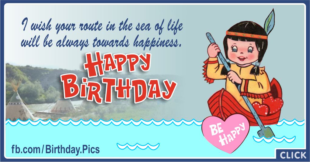 Happy Birthday - Native American Girl in Canoe Greeting