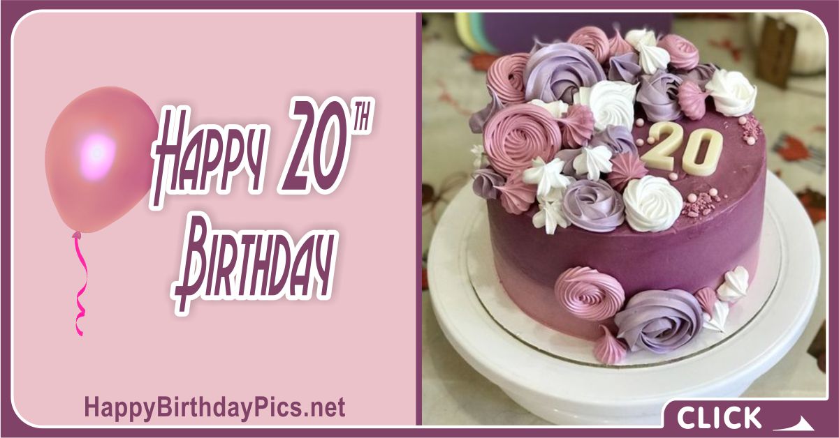 Happy 20th Birthday Mauve Theme Party Card Equivalents