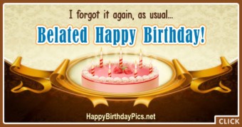 Belated Happy Birthday Wishes - Gold Ribbon