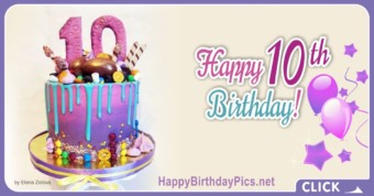 Cake and Candies 10th Birthday Card