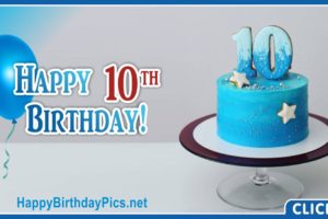 Sea-Blue Cake 10th Birthday Card