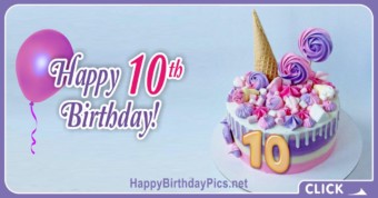 Pastel Colors 10th Birthday Card