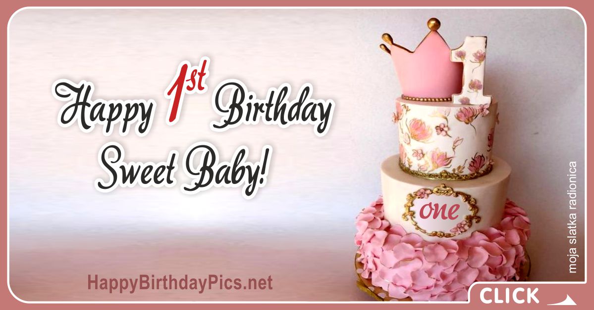 Sweet Baby First Birthday Video Card 1 Greeting