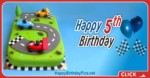 Car Racing Fifth Birthday Card