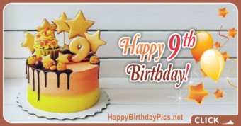 Orange Cake 9th Birthday Card