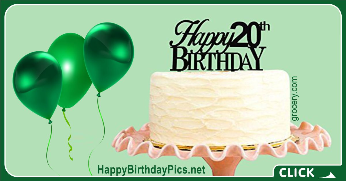 Happy 20th Birthday Green Theme Equivalents