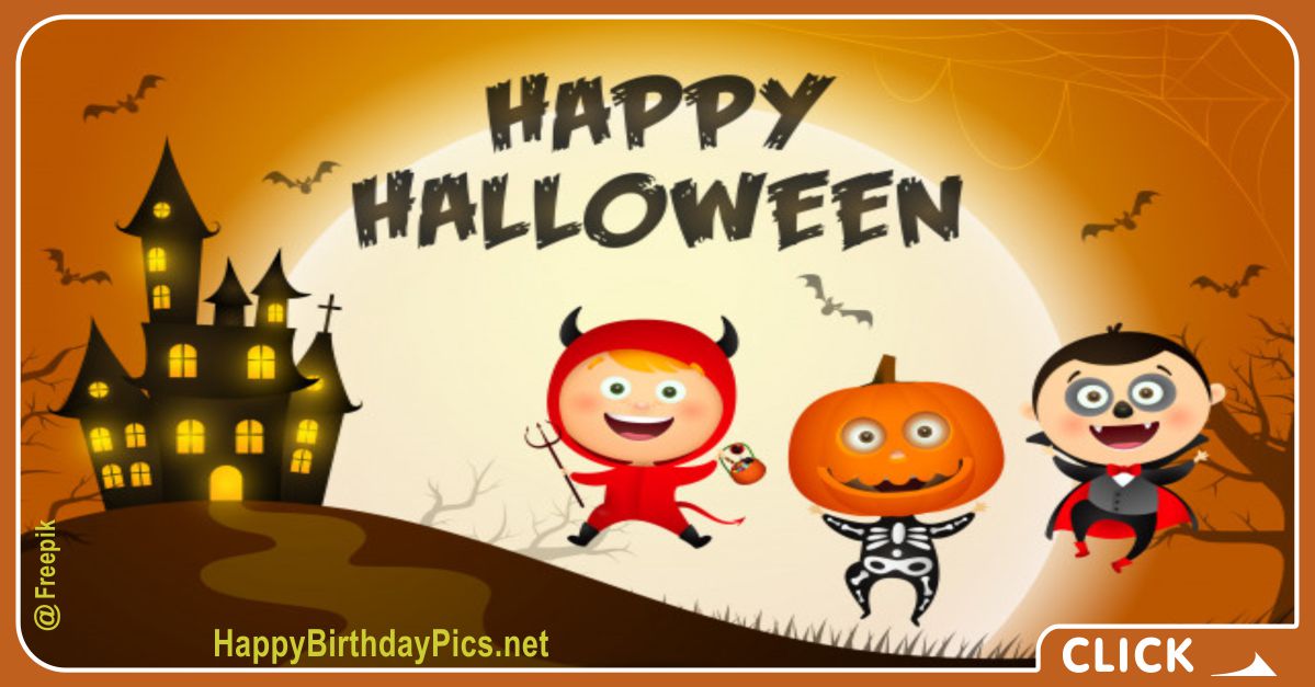 Happy Halloween Kids in Halloween Costumes Equivalents