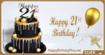 Happy 21st Birthday Gold Brooch