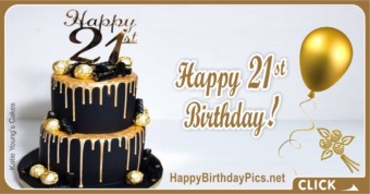 Happy 21st Birthday Gold Brooch