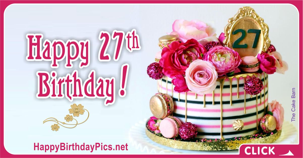 Happy 27th Birthday with Gold Frame Card Equivalents
