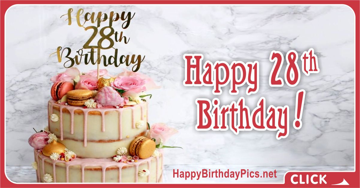 Happy 28th Birthday Pink Flowers Card Equivalents