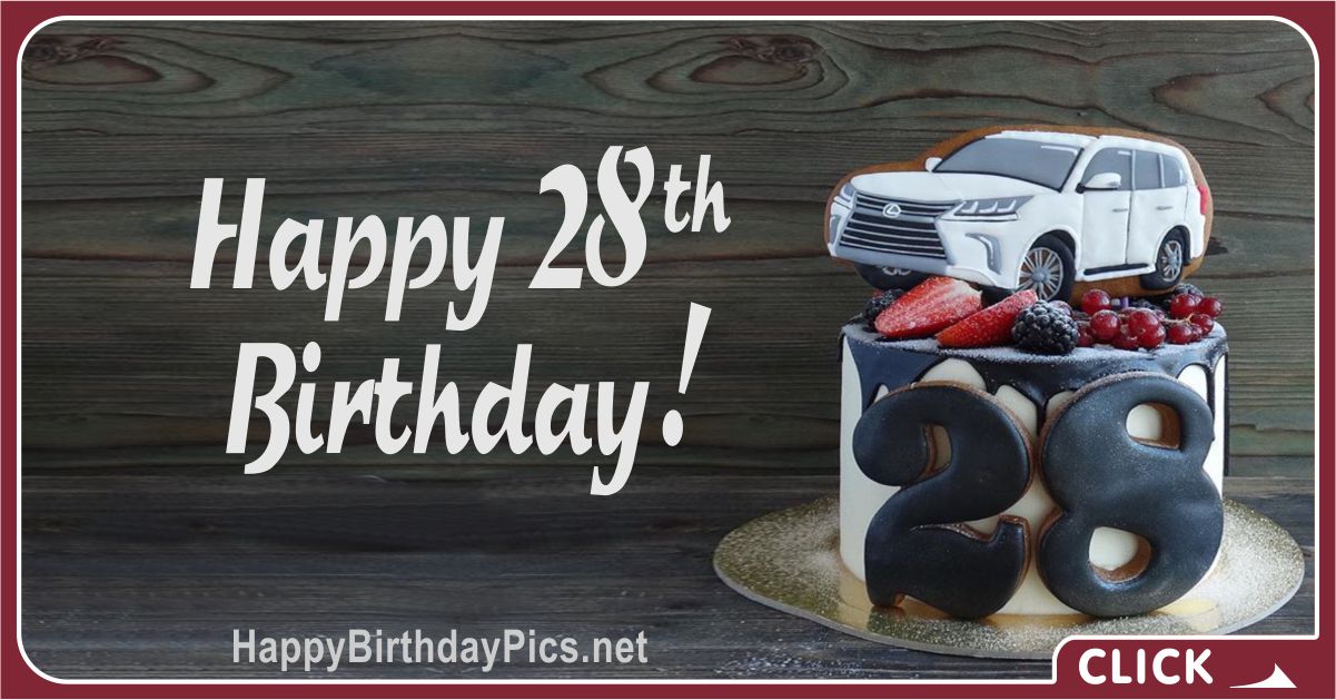 Happy 28th Birthday Car Lover Card Equivalents