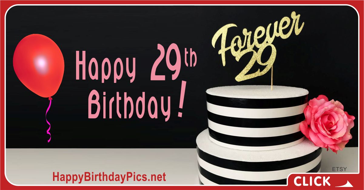 Happy Forever 29 Birthday with Pink Rose Card Equivalents
