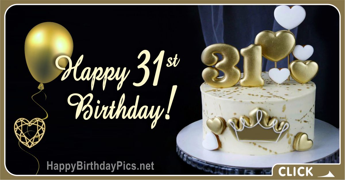 Happy 31st Birthday with Golden Accessories Card Equivalents