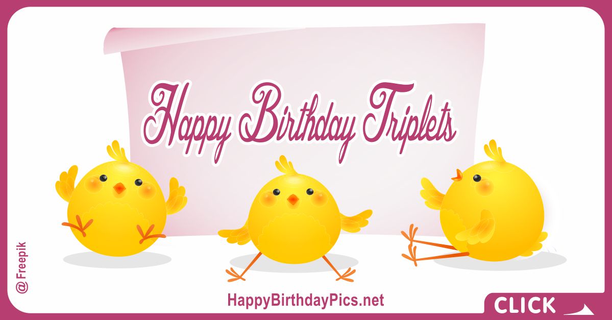 Triplets Birthday - Happy Birthday Triplets Card Equivalents