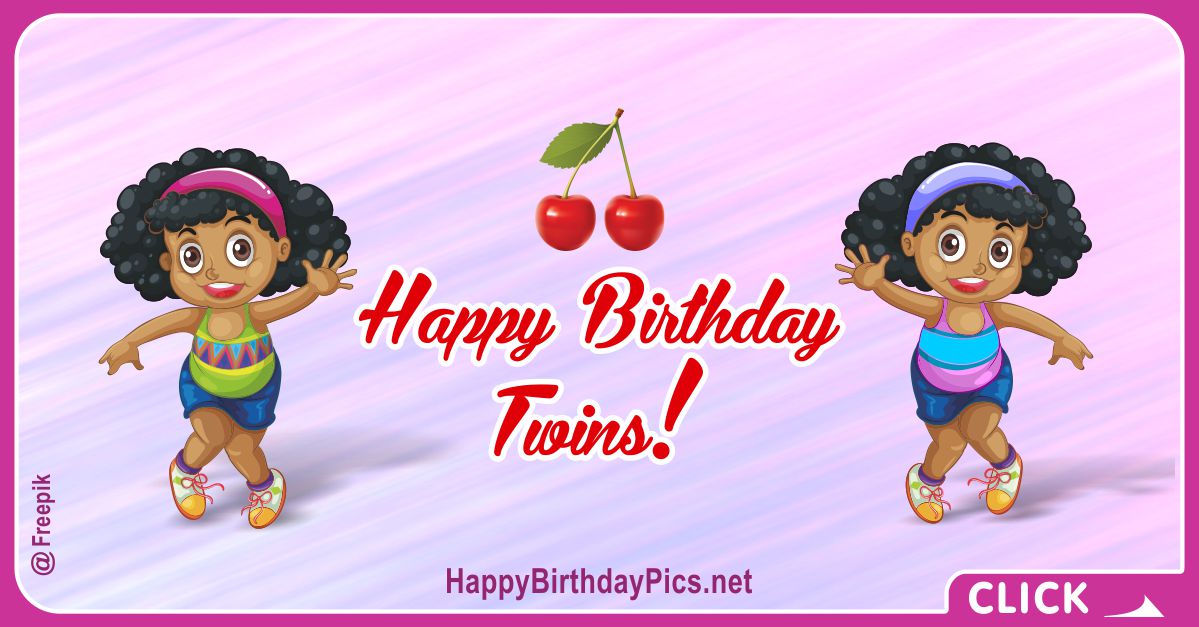 Happy Birthday Cute Twin Girls Card Equivalents