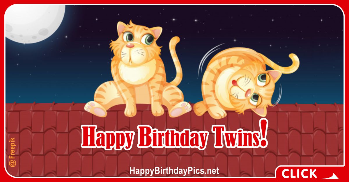 Happy Birthday Twins with Cats Card Equivalents